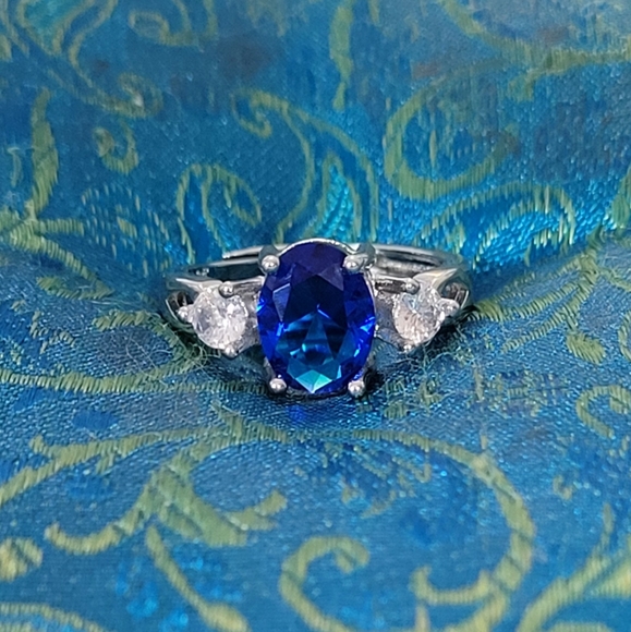 Jewelry - S925 Dark Blue & White Zircon  Ring